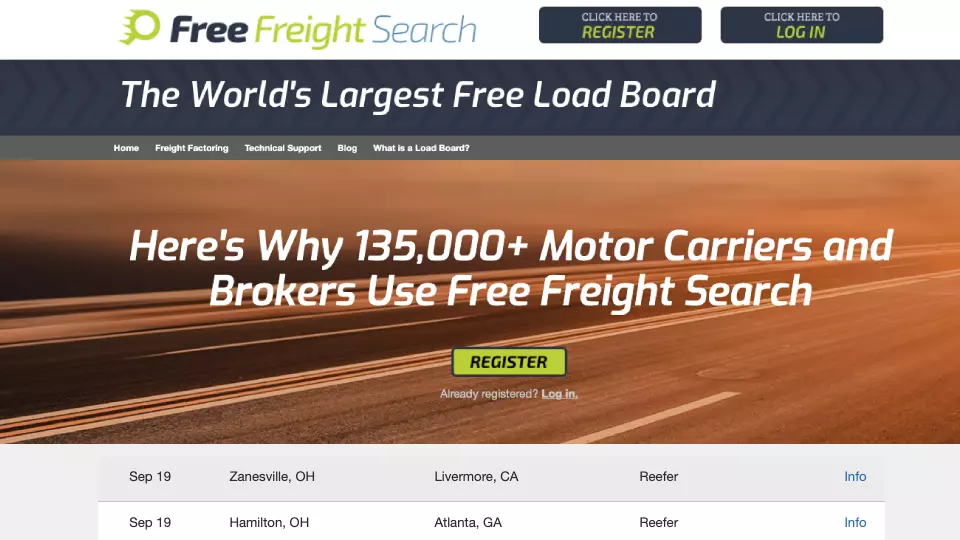 free freight search load board