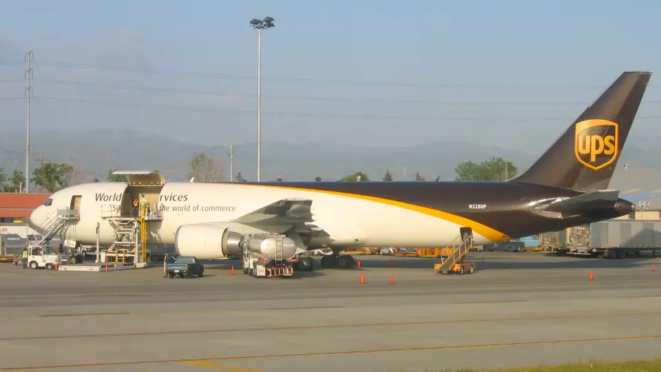 ups plane being loaded