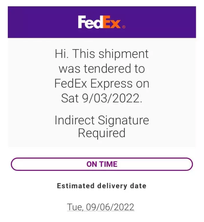 shipment was tendered to FedEx Express 