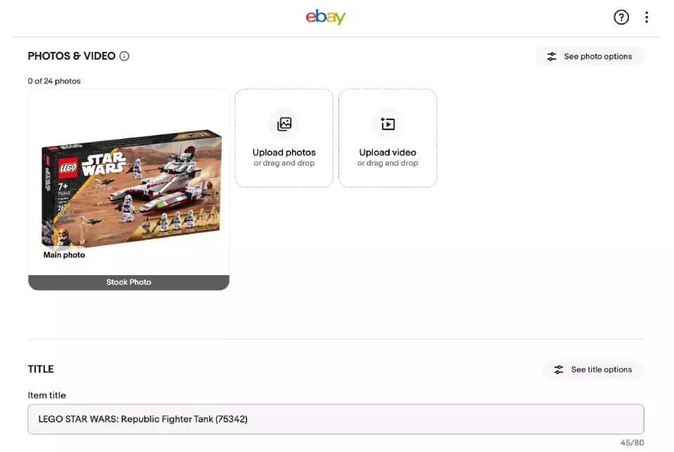 eBay create a listing